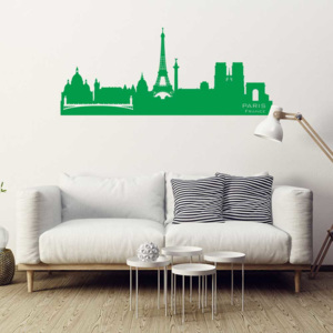 GLIX Panorama Paříž - samolepka na zeď Zelená 120 x 50 cm