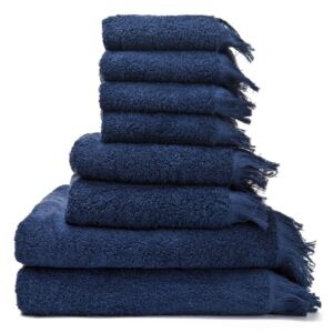 Sada 6 námořnicky modrých ručníků a 2 osušek ze 100% bavlny Bonami