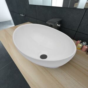 Luxusní keramické oválné umyvadlo - 40 x 33 cm - bílé