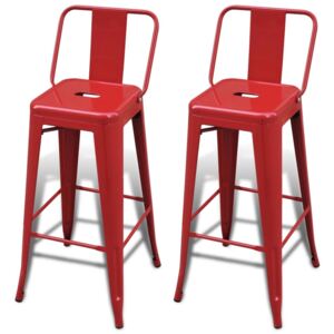 Barové židle, 2 ks, čtvercové, červené
