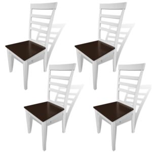Jídelní židle z masivního dřeva hnědé a bílé, 4 ks