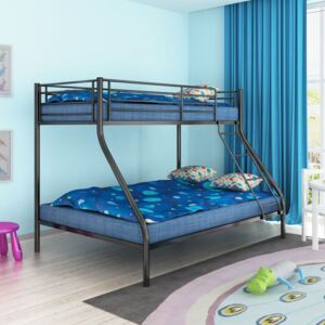 Dětská poschoďová postel 200x140/200x90 cm kovová černá