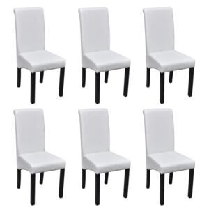 Jídelní židle 6 ks umělá kůže bílá