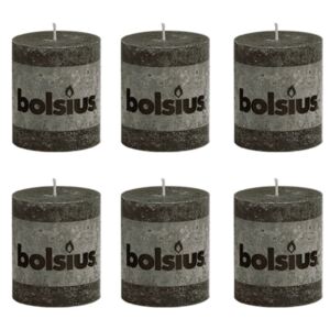 Bolsius rustikální válcové svíčky 80 x 68 mm, kouřově šedé, 6 ks