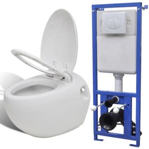 Závěsná toaleta vejčitého tvaru, s podomítkovou nádržkou, bílá