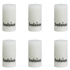 Bolsius rustikální válcové svíčky 130 x 68 mm, bílé, 6 ks