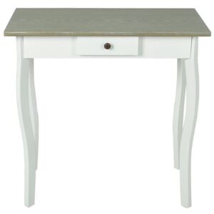 Bílý stolek ve venkovském stylu s šedozelenou deskou