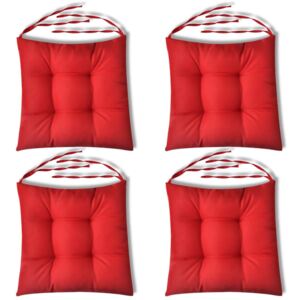 Polstry na židle, 4 ks, červené, 40x40x8 cm