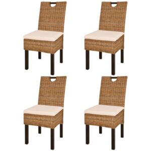 Jídelní židle 4 ks ratan kubu a mangovníkové dřevo