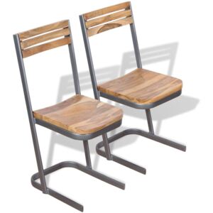 Jídelní židle, 2 ks, masivní teakové dřevo