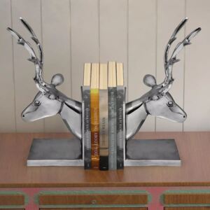 Zarážky na knihy ve tvaru jelena 2 ks hliník stříbrná