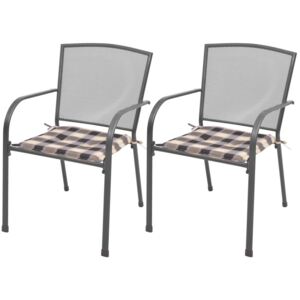 Stohovatelné zahradní židle 2 ks s poduškami ocelové šedé