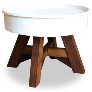 Konferenční stolek, masivní recyklované dřevo, bílý, 60x45cm