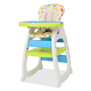 Rozkládací jídelní židlička 3 v 1 se stolkem, modrá a zelená