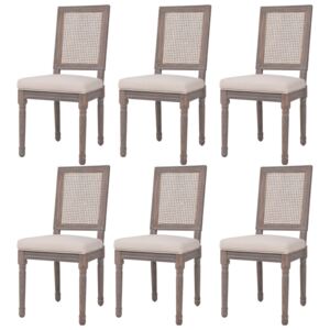 Jídelní židle 6 ks lněné ratanové 47 x 58 x 98 cm, krémově bílé