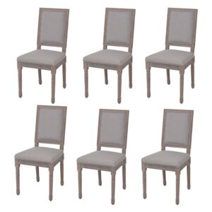 Jídelní židle 6 ks lněné, 47 x 58 x 98 cm, světle šedé