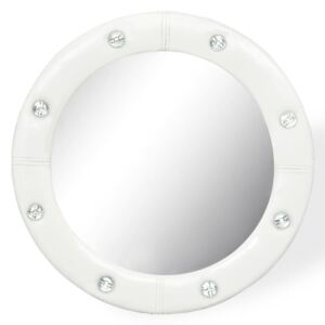 Nástěnné zrcadlo z umělé kůže 40 cm lesklé bílé