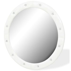Nástěnné zrcadlo z umělé kůže 80 cm lesklé bílé
