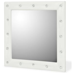 Nástěnné zrcadlo z umělé kůže 60 x 60 cm lesklé bílé