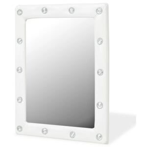 Nástěnné zrcadlo z umělé kůže 40 x 50 cm lesklé bílé