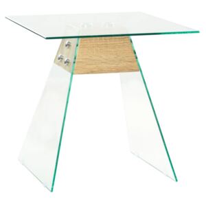 Odkládací stolek z MDF a skla 45 x 45 x 45 cm dubový odstín