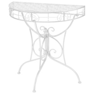Odkládací stolek vintage půlkruhový kovový 72x36x74 cm stříbrný