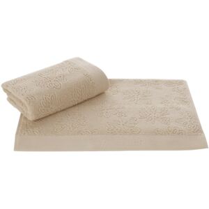 Maly ručník LEAF 32 x 50 cm Béžová, 500 gr / m², Česaná prémiová bavlna 100%
