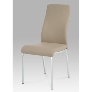 Autronic Jídelní židle WE-5084 CAP - chrom/koženka cappuccino