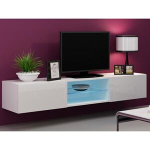 Moderní televizní stolek Igore 180 GLASS, bílá/bílý lesk