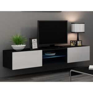 Moderní televizní stolek Igore 180 GLASS, černá/bílý lesk