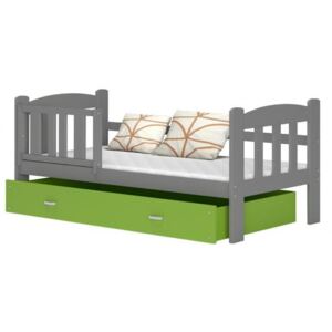 DOBRESNY Dětská postel ALAN 160x70 s barevnou zásuvkou Barva konstrukce: Šedá, Barva ostatních dílů: Bílá