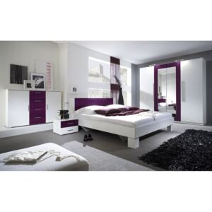 Ložnice Veronika s postelí 180cm, bílá/fialová