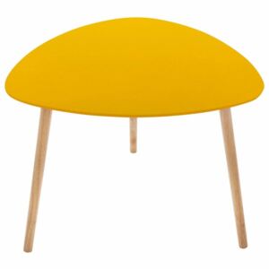 Konferenční stolek Mileo Moutarde v hořčičné barvě z MDF a dubu
