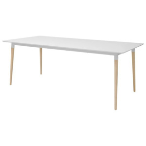 Jídelní stůl 200x100 cm v bílé barvě s podnoží v dekoru dub DO229