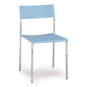 Židle plastová modrá, chrom
