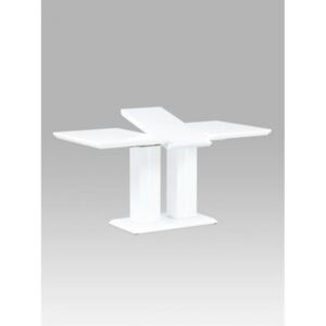 Jídelní stůl 120+40x80x76 cm, vysoký lesk bílý