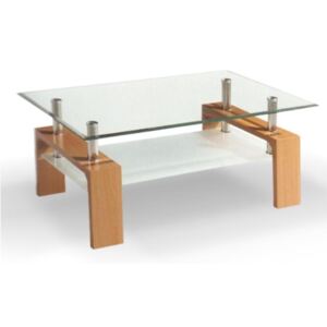 Konferenční stolek, buk / sklo, LIBOR NEW