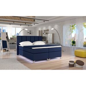 Kontinentální postel Boxspring BRAZIL modrá ekokůže 160x200cm