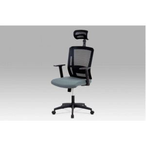 Kancelářská židle na kolečkách CLARET — šedá, s bederní opěrkou i podhlavníkem