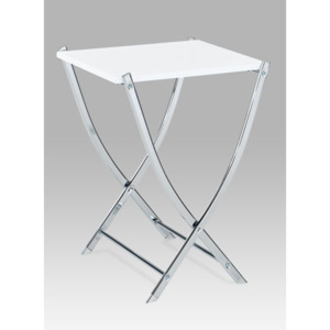 Autronic Sklápěcí stolek 84200-03 WT, bílá / chrom