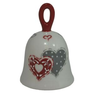 Zvonek keramický 2 srdce s držátkem
