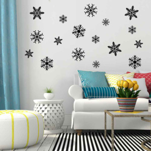 Snowflakes - samolepka na zeď Černá 50 x 35 cm