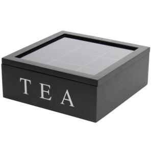 Dřevěný box na čaj TEA, 9 přihrádek