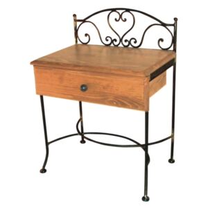 Iron Art MALAGA noční stolek se zásuvkou Barva kovu: příplatková - vyberte dle popisu níže, Barva dřeva: příplatek 2 - vyberte dle popisu níže