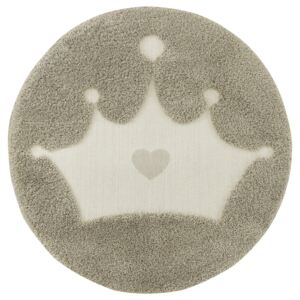 Kulatý dětský koberec SMILE Královská koruna béžový Rozměr: průměr 120 cm