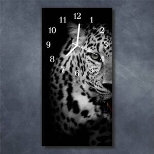 E-shop24, 60x30 cm, Hnn30549735 Nástěnné hodiny obrazové na skle - Leopard