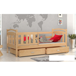 Dřevěná dětská postel KRISTY + matrace + rošt ZDARMA, masiv, 184x80, borovice