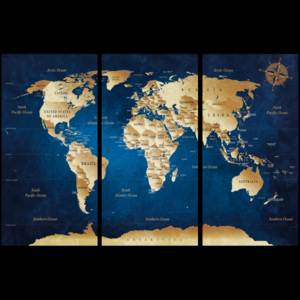 Murando DeLuxe Mapa na korkové tabuli - hnědé kontinenty 90x60 cm