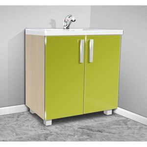 Nabytekmorava Koupelnová skříňka s umývadlem K22 barva skříňky: akát, barva dvířek: lemon lesk