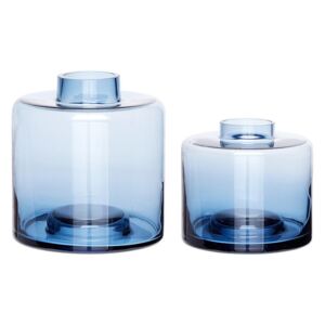 Hübsch Set dvou modrých skleněných váz